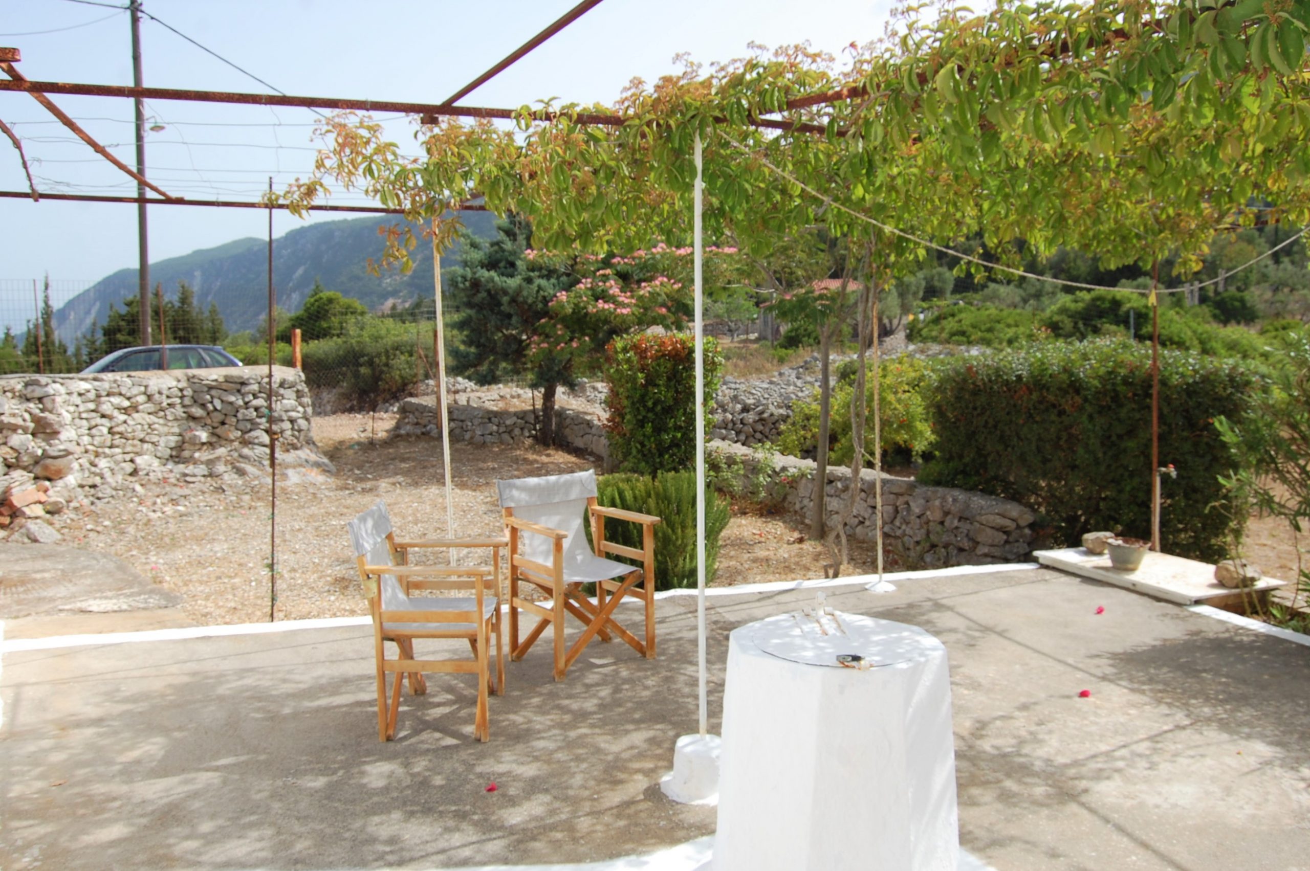 Outside terrace of holiday house for Rent on Ithaca Greece, Afales