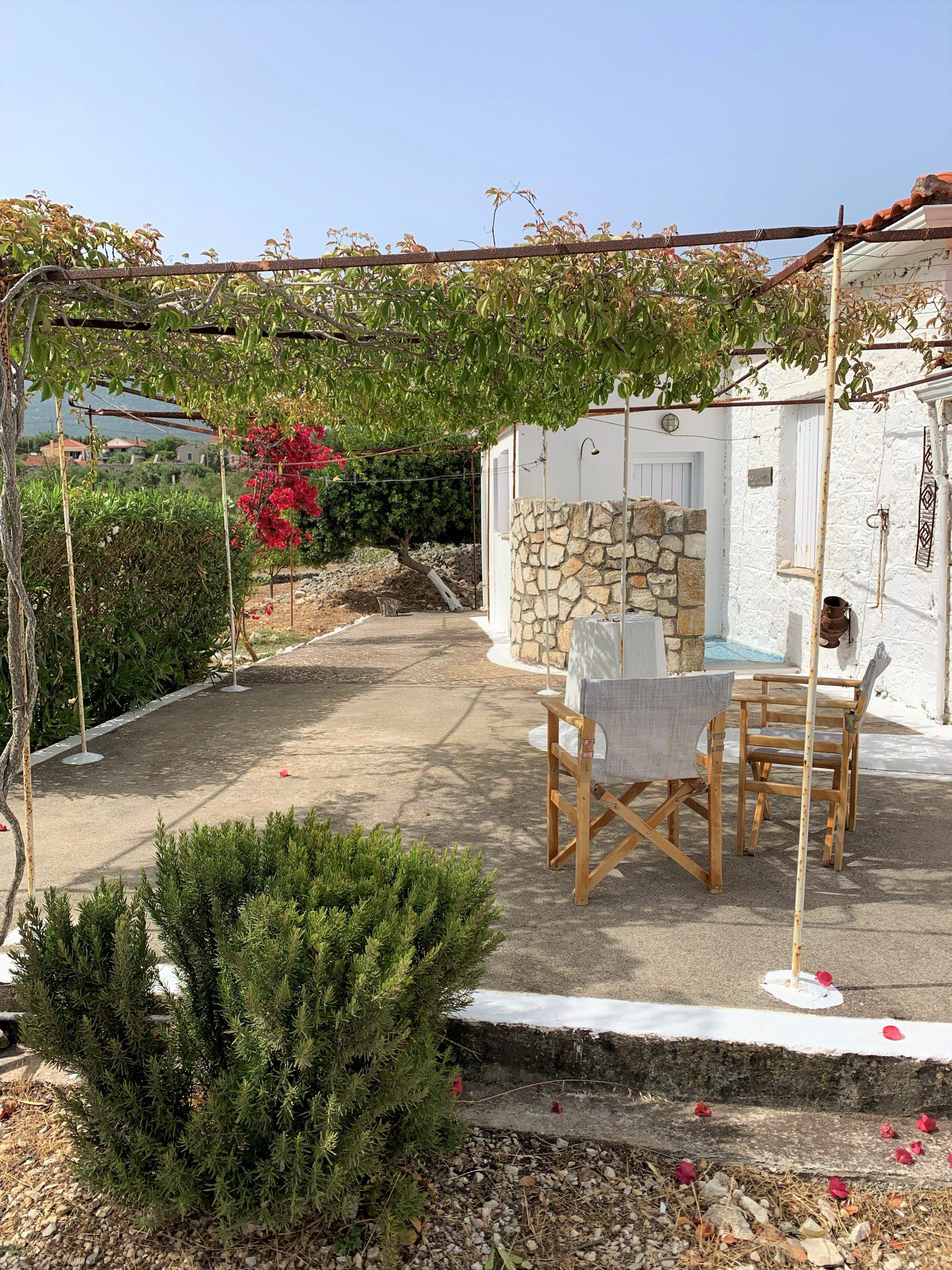 Outside terrace of holiday house for Rent on Ithaca Greece, Afales