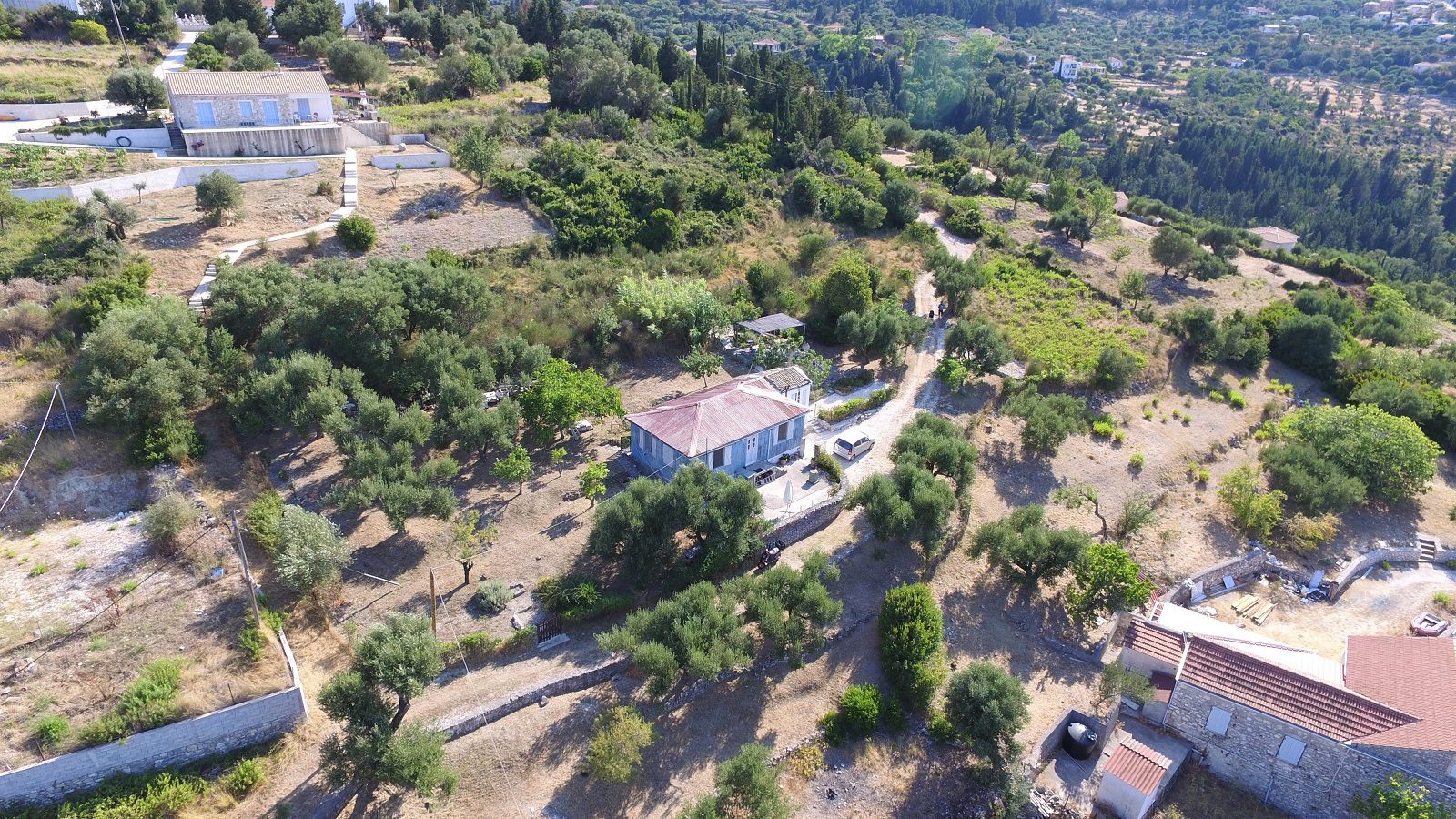 Aerial view and border of land for sale Ithaca Greece, Ag Saranda
