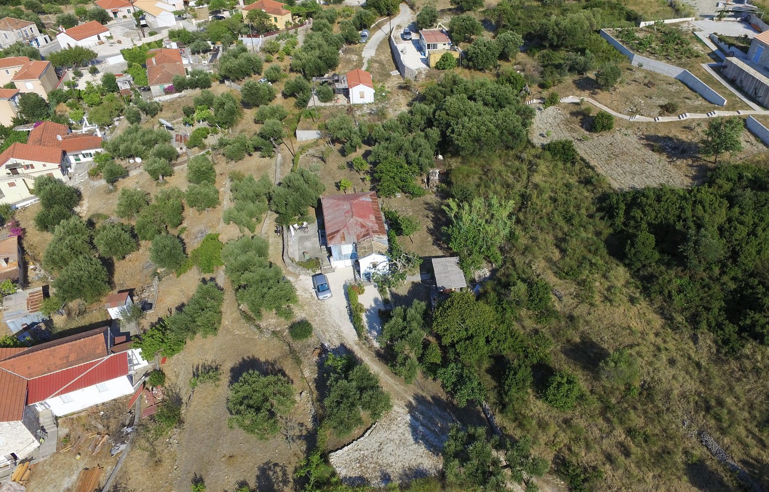 Aerial view and border of land for sale Ithaca Greece, Ag Saranda