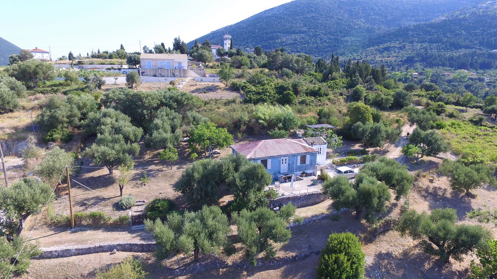 Aerial view and border of land for sale Ithaca Greece, Ag Saranda