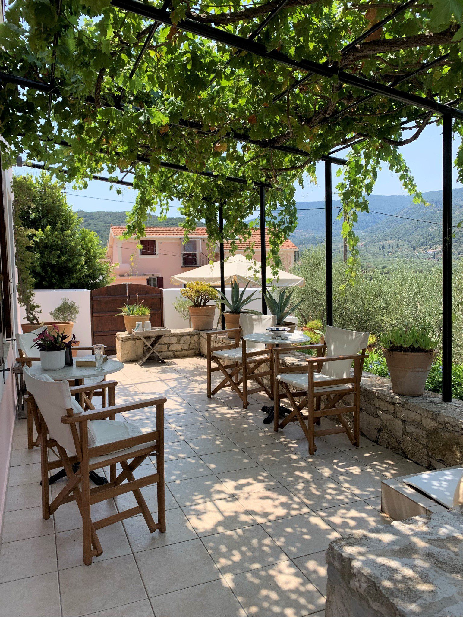 Stone terrace of house for sale in Ithaca Greece, Vathi