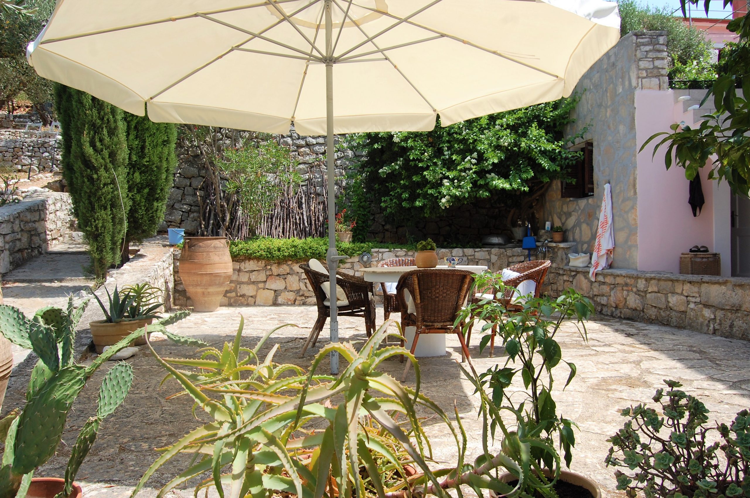 Stone terrace of house for sale in Ithaca Greece, Vathi