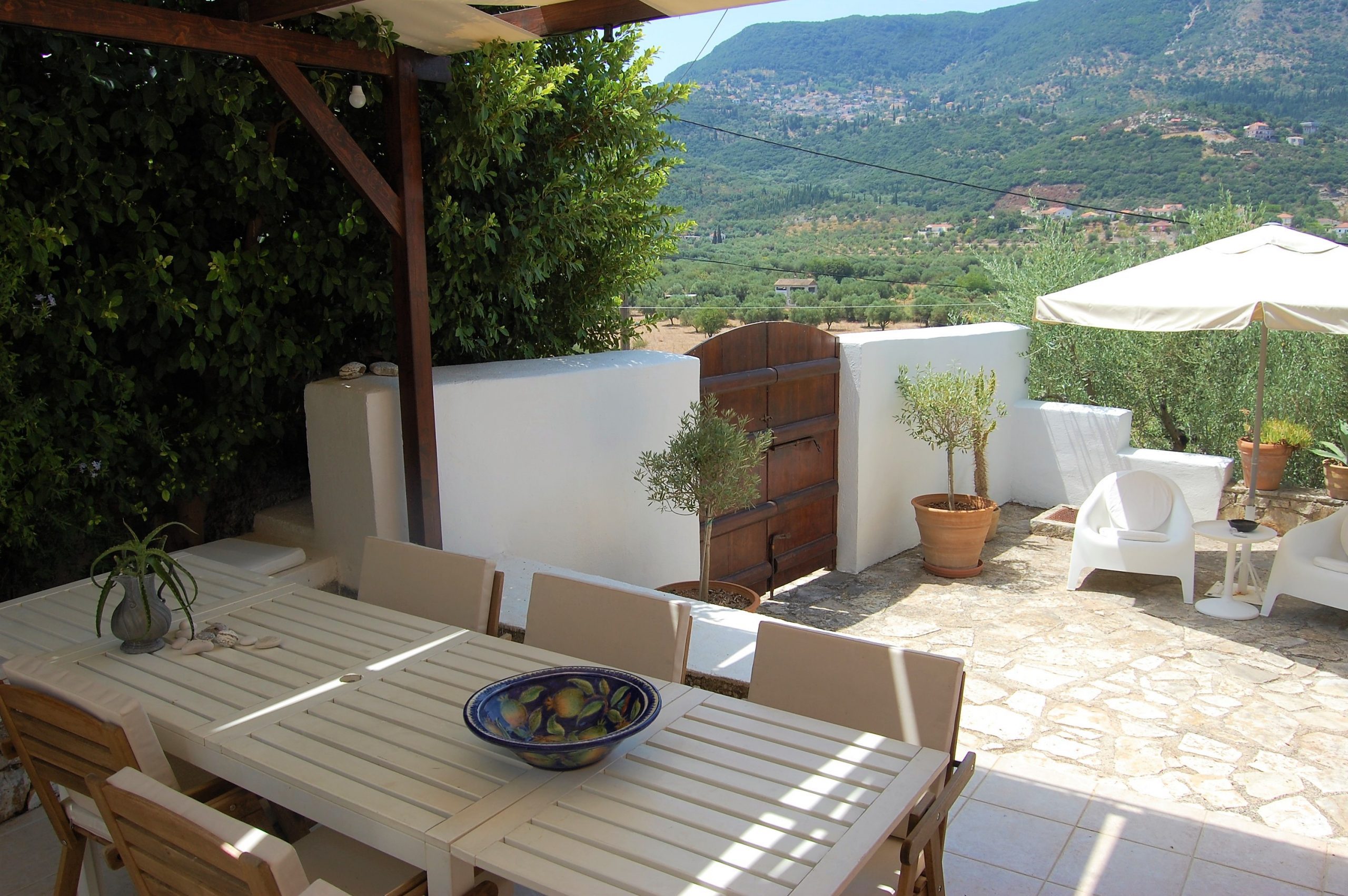Stone terrace of house for sale in Ithaca Greece, Vathi