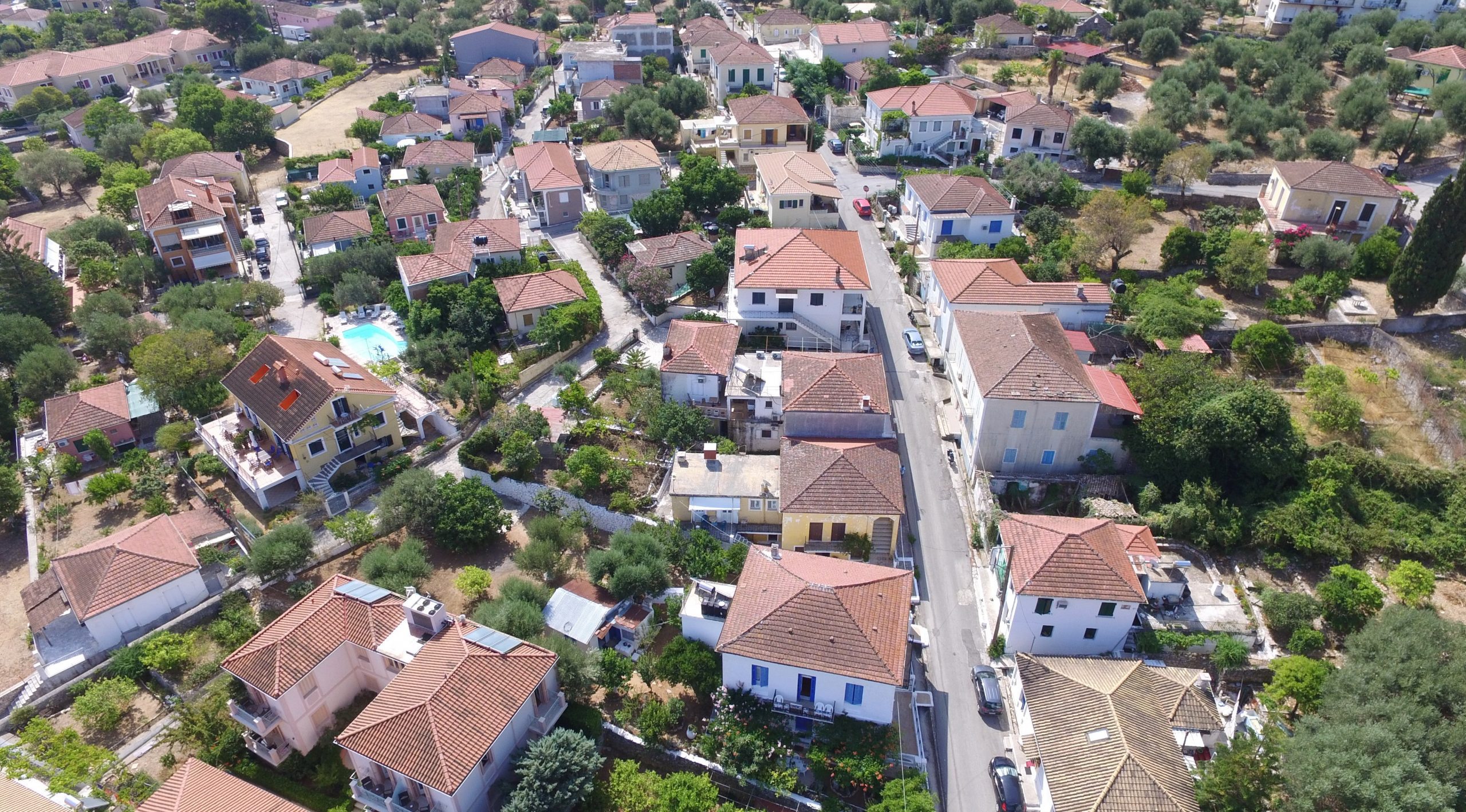 Aerial views of house for sale in Ithaca Greece, Vathi