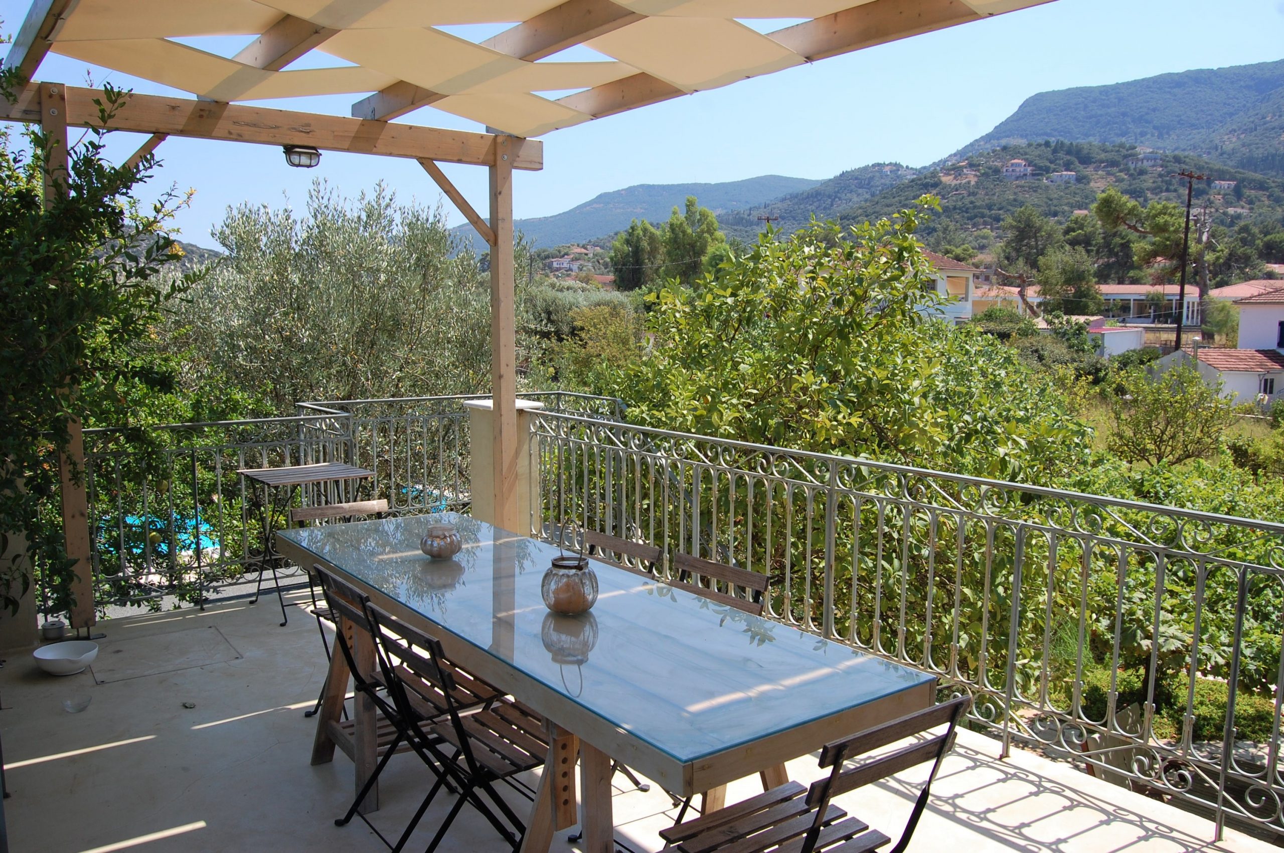 Outside balcony of house for rent in Ithaca Greece, Vathi