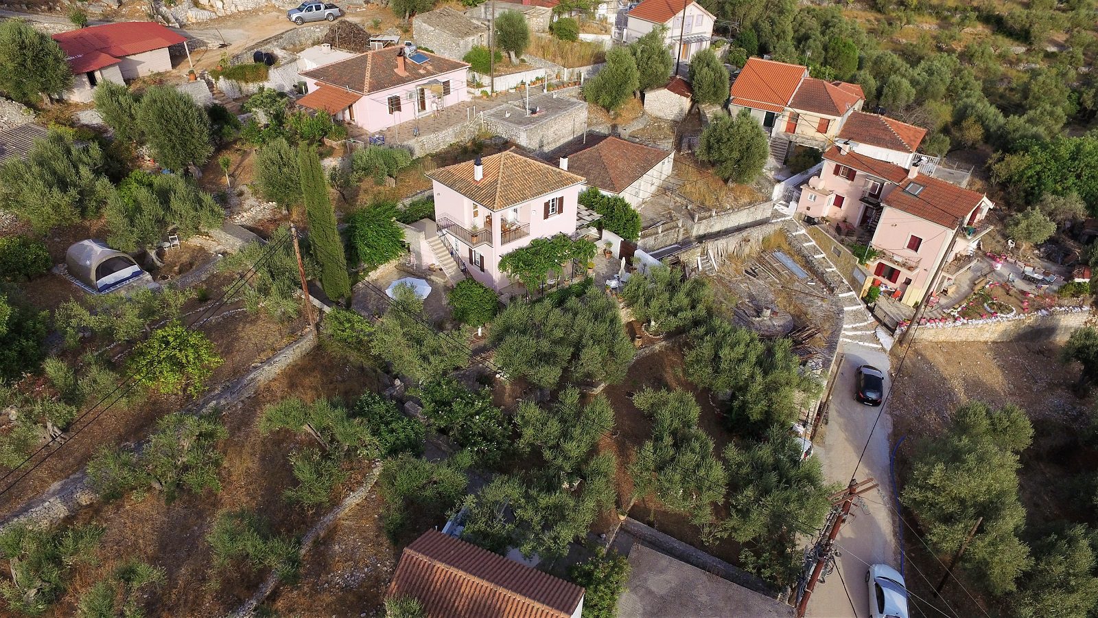 Aerial view of house for sale Ithaca Greece, Vathi