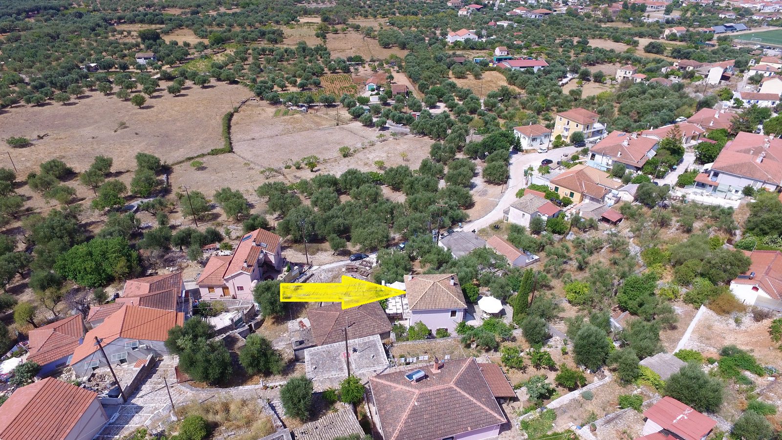Aerial view and border of house for sale Ithaca Greece, Vathi