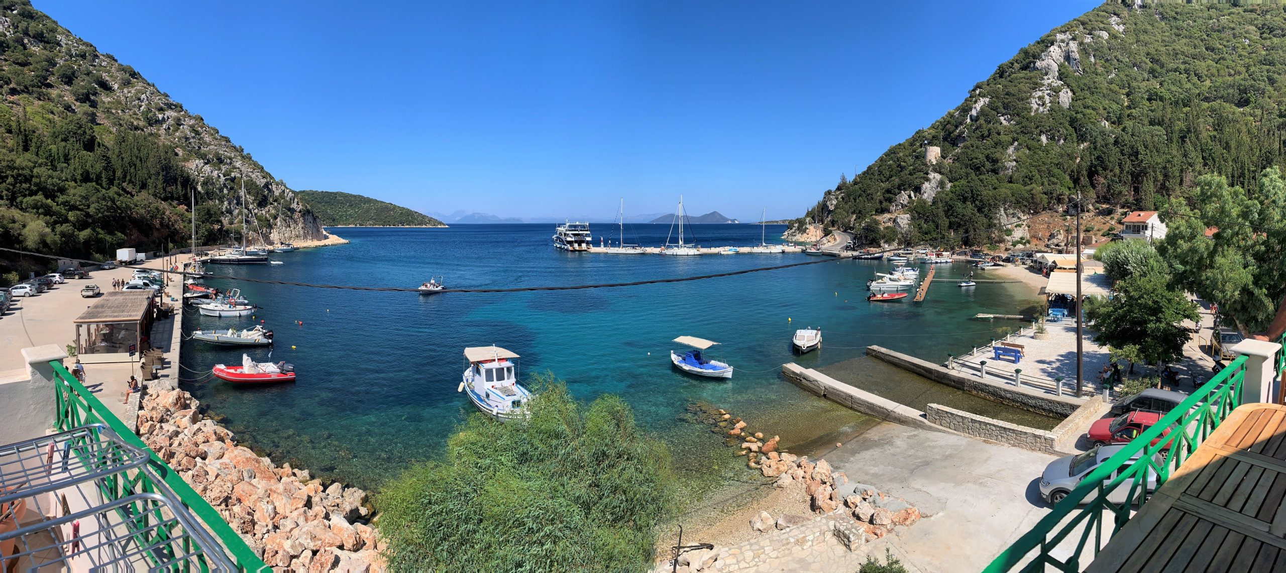 Views from balcony of apartments for rent in Ithaca Greece, Fikes