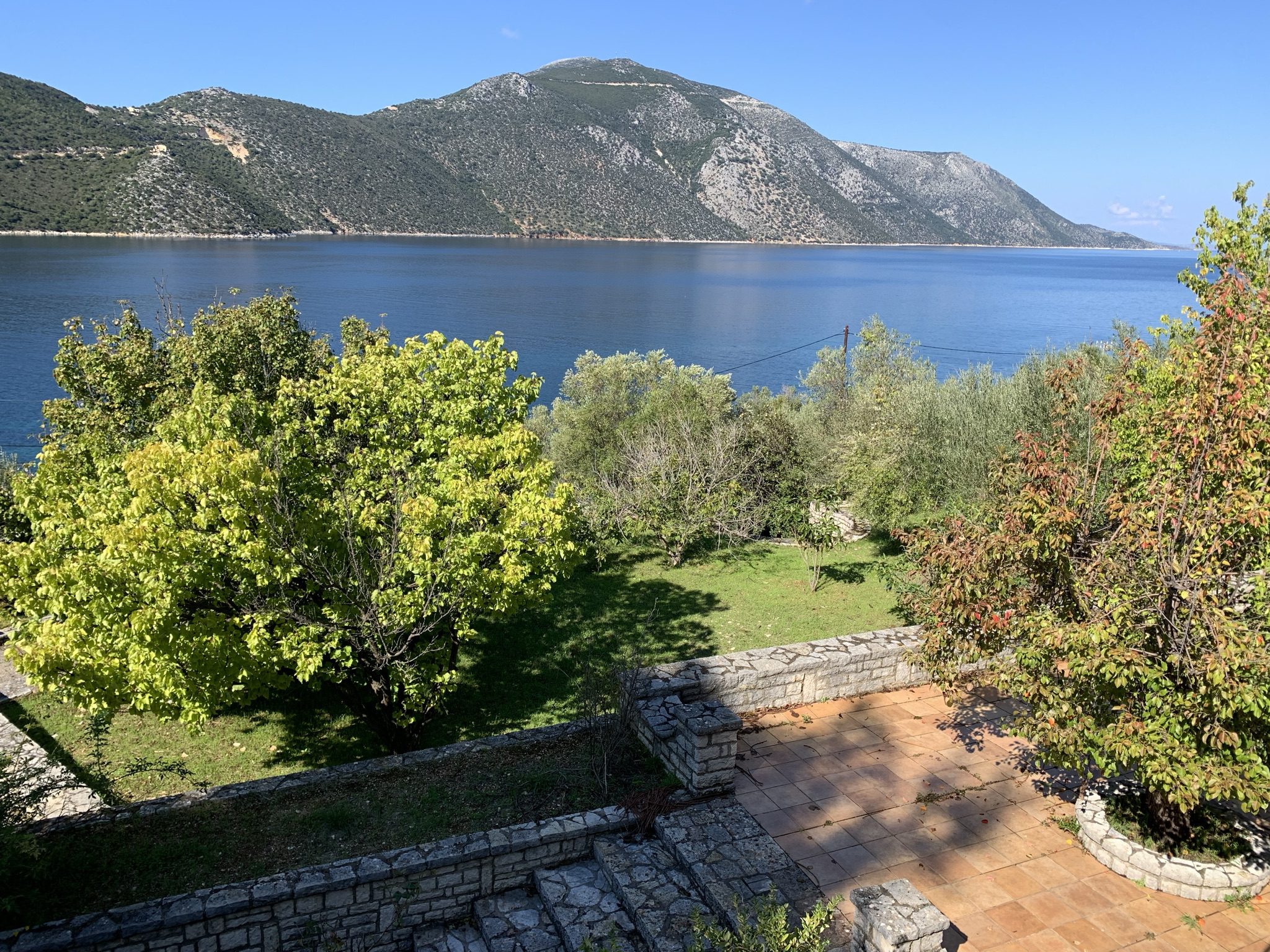 Garden and view of house for sale Ithaca Greece, Aetos