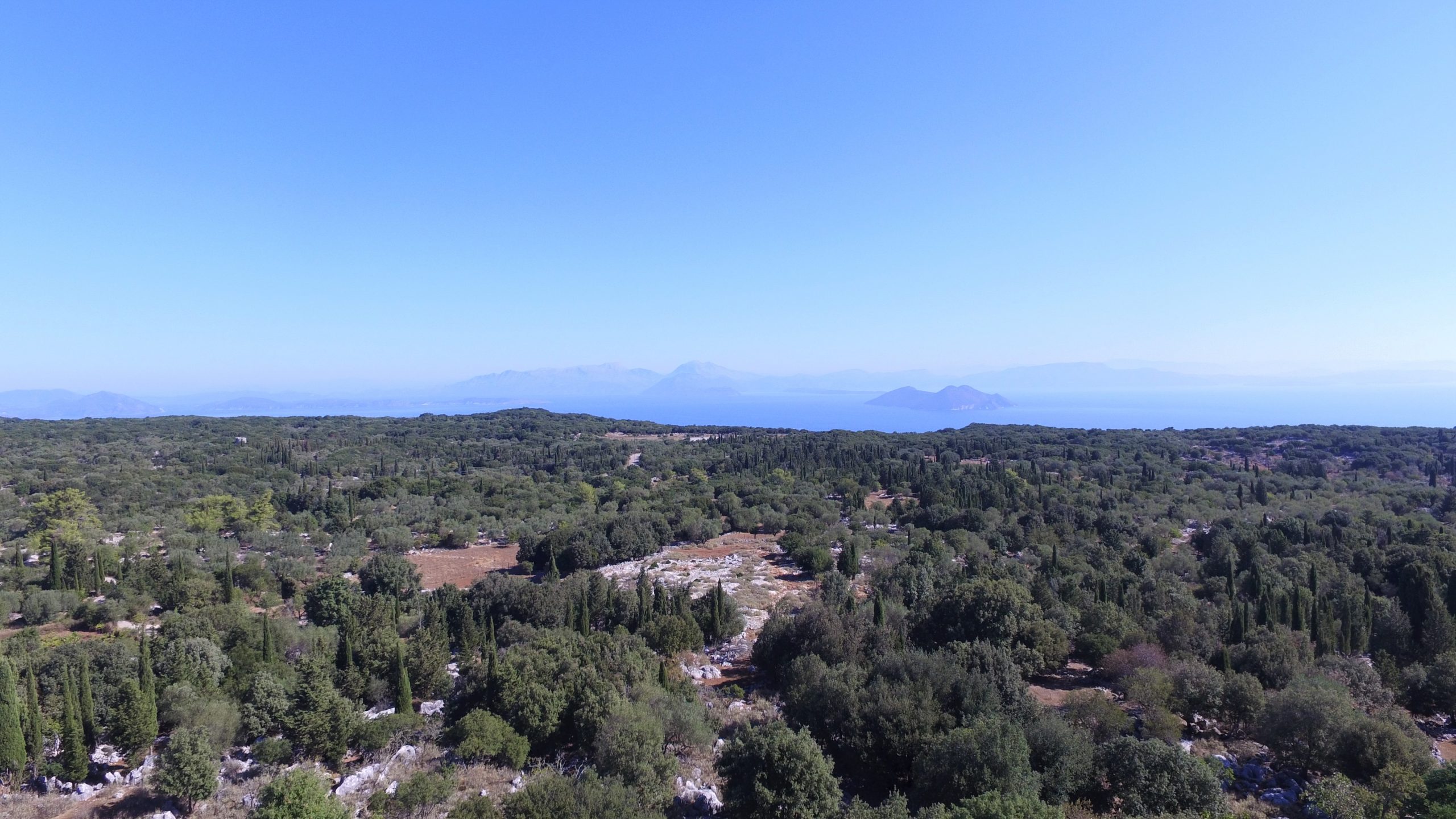 Aerial view of house for sale Ithaca Greece, Anoghi