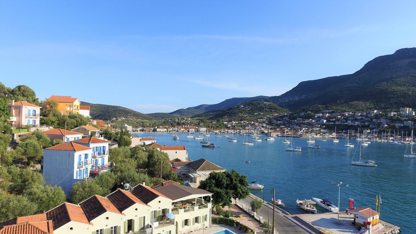 Aerial views of house for sale Ithaca Greece, Vathi