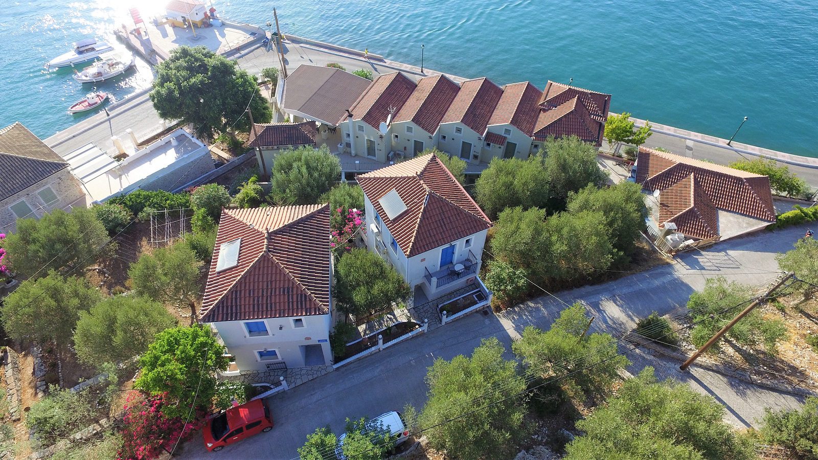 Aerial views of house for sale Ithaca Greece, Vathi