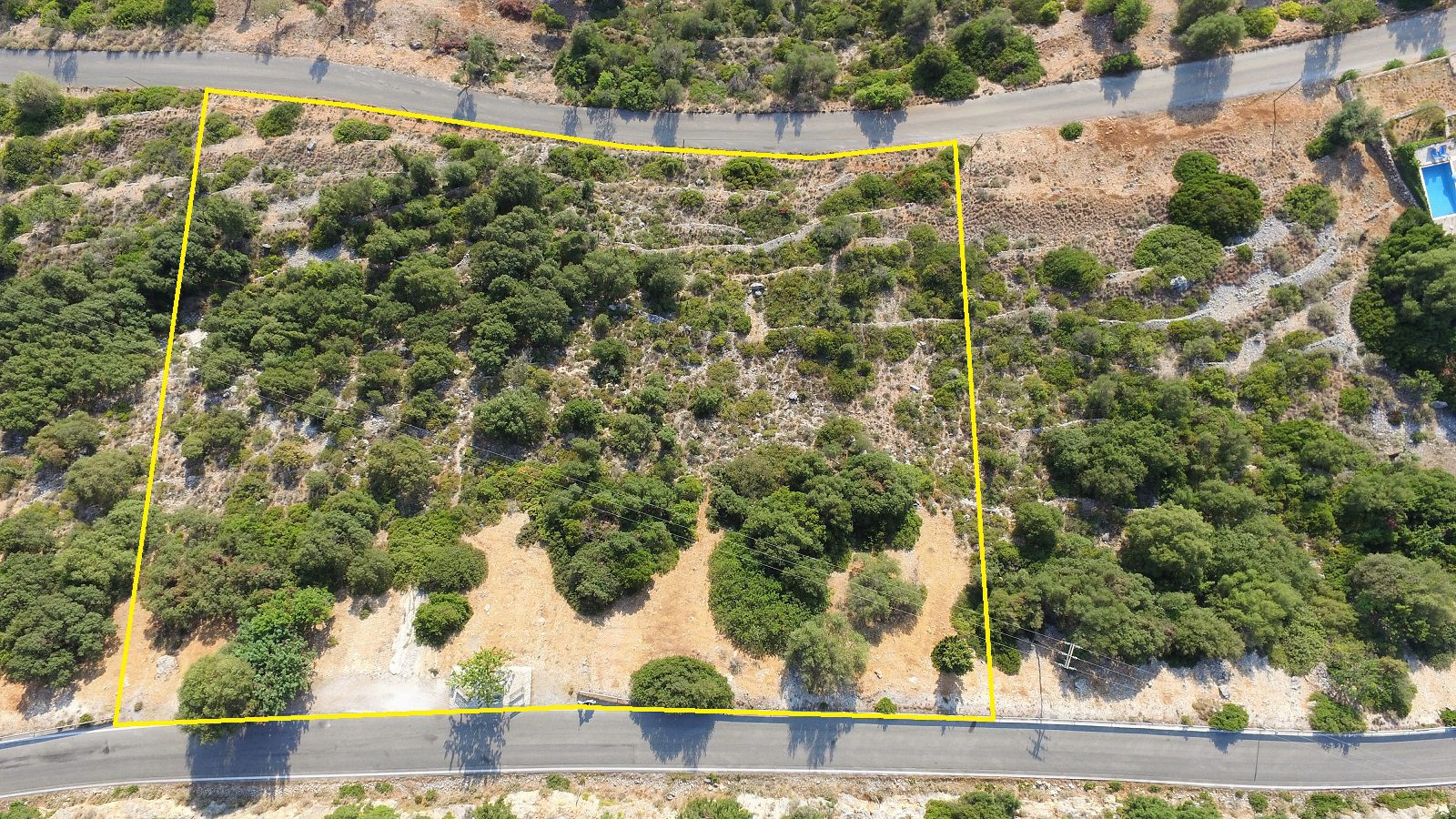 Aerial views of land for sale Ithaca Greece, Lefki
