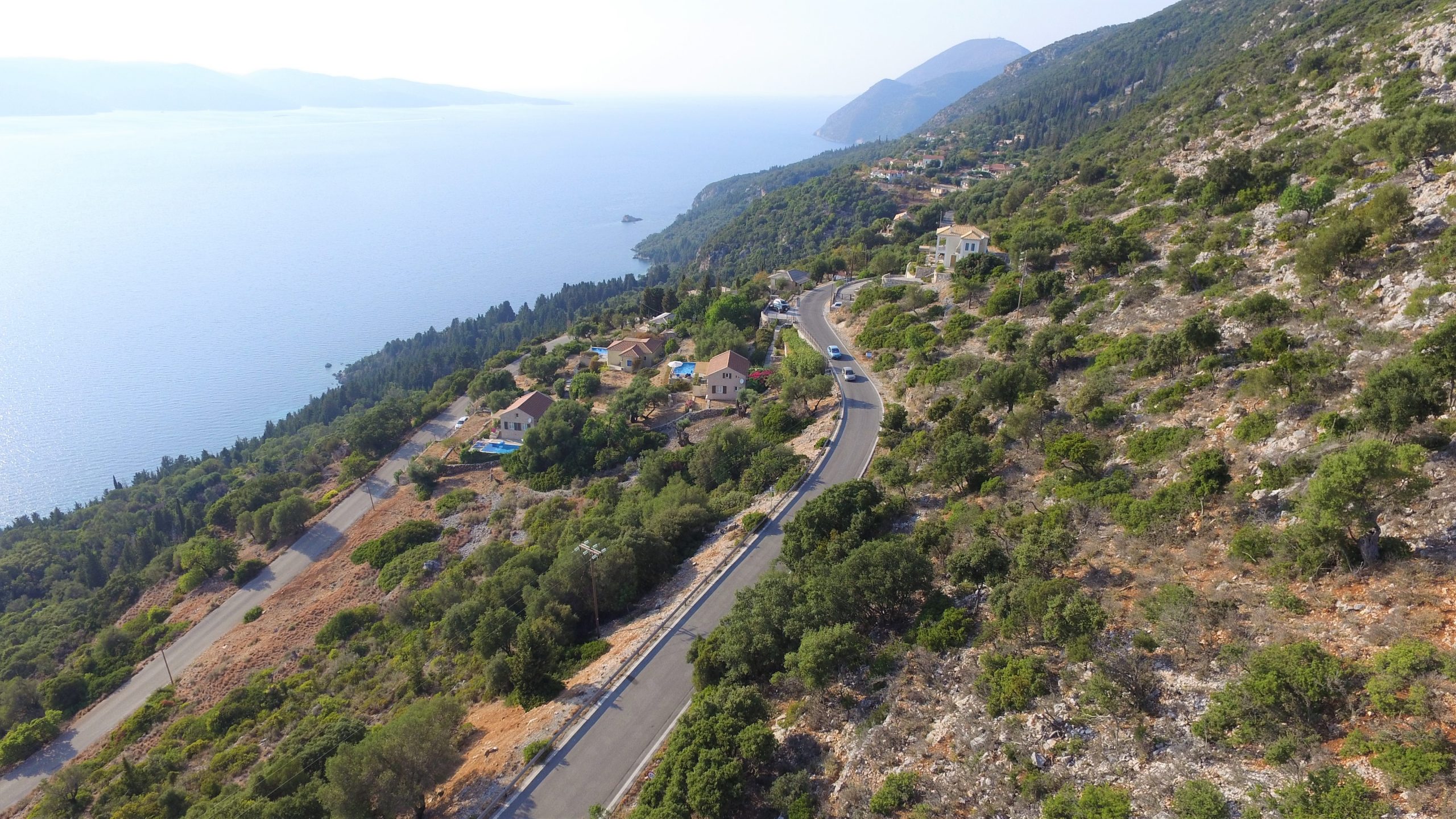 Aerial views of land for sale Ithaca Greece, Lefki