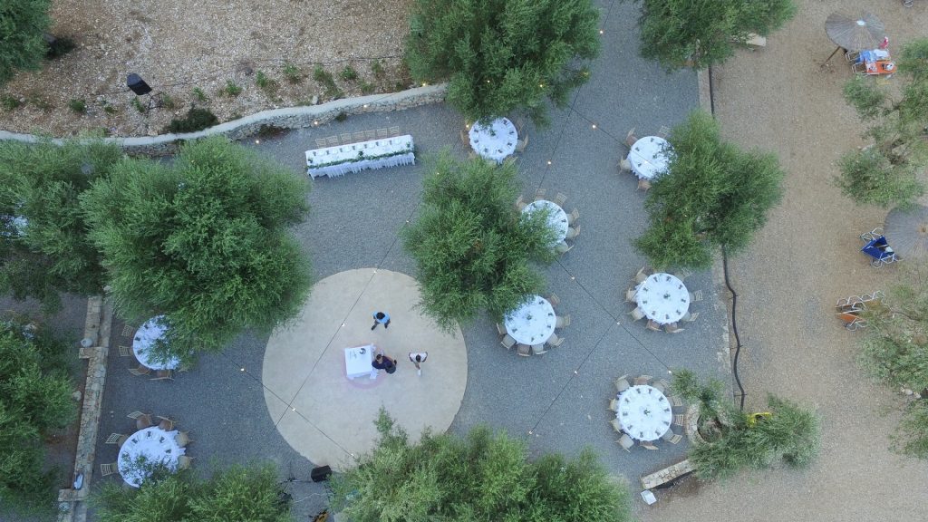 Drone pic of venue, wedding Ithaca Greece