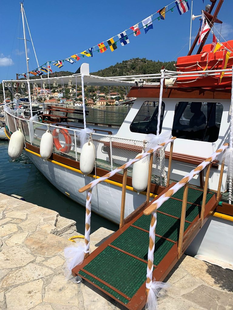 Mana Korina ready and waiting, wedding Ithaca Greece