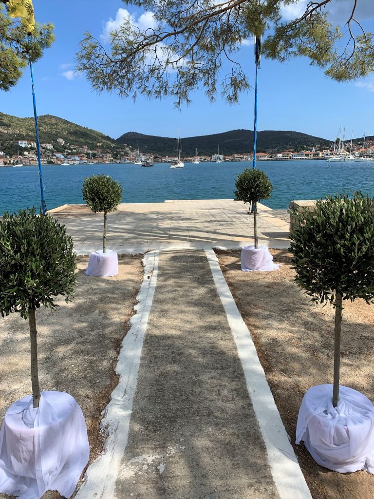 Entrance walkway to church, wedding Ithaca Greece