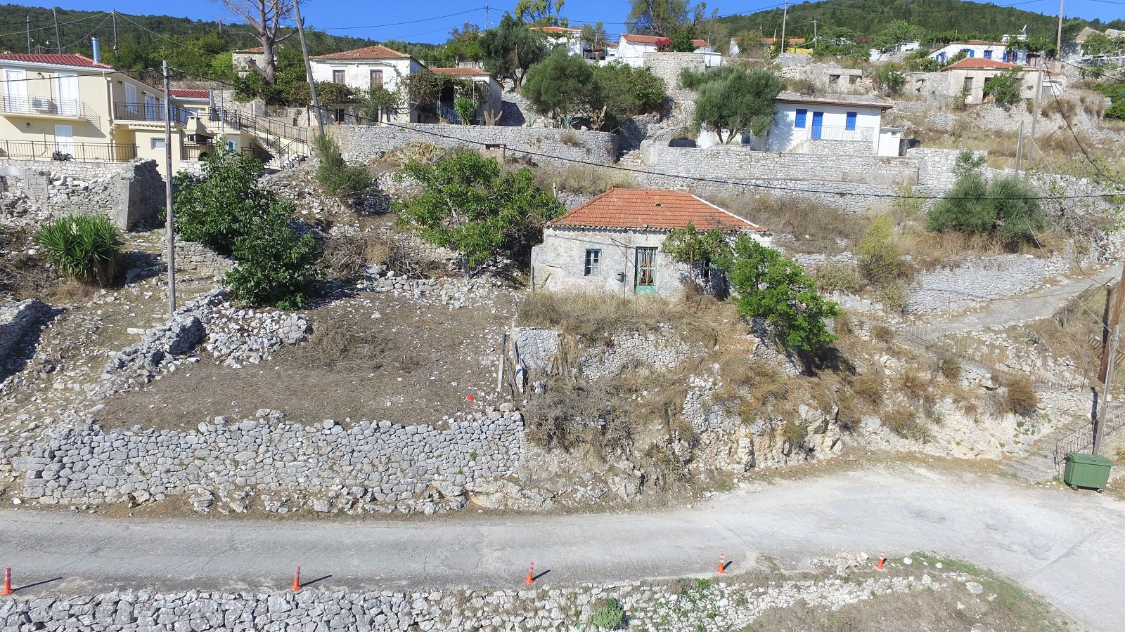 View from distance of house for sale Ithaca Greece, Exoghi