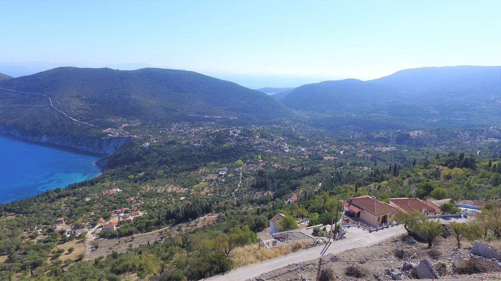 Aerial view of house for sale Ithaca Greece, Exoghi