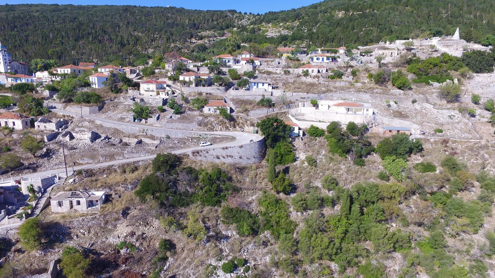 Aerial view of house for sale Ithaca Greece, Exoghi
