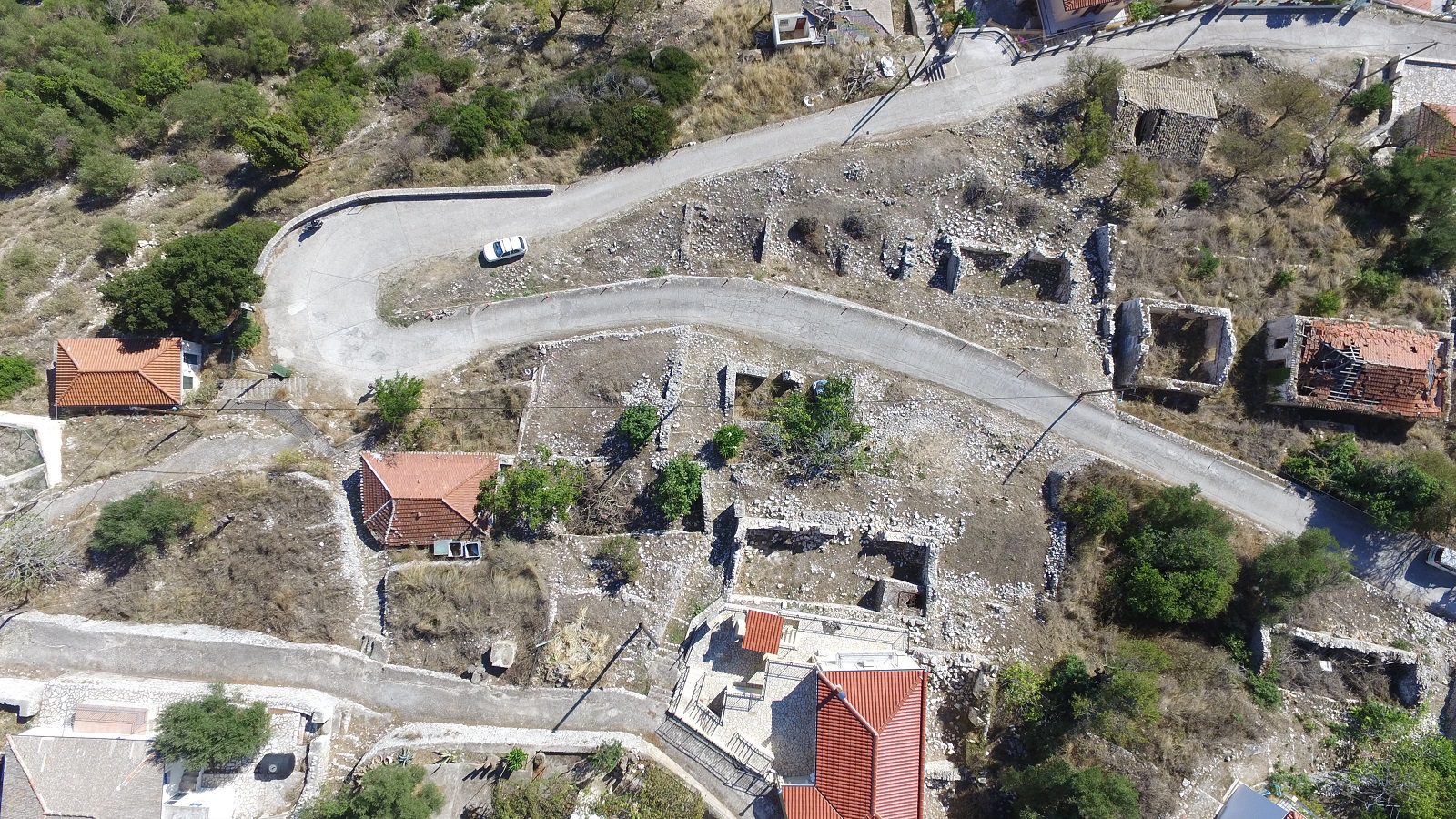 Aerial view of house for sale Ithaca Greece, Exoghi