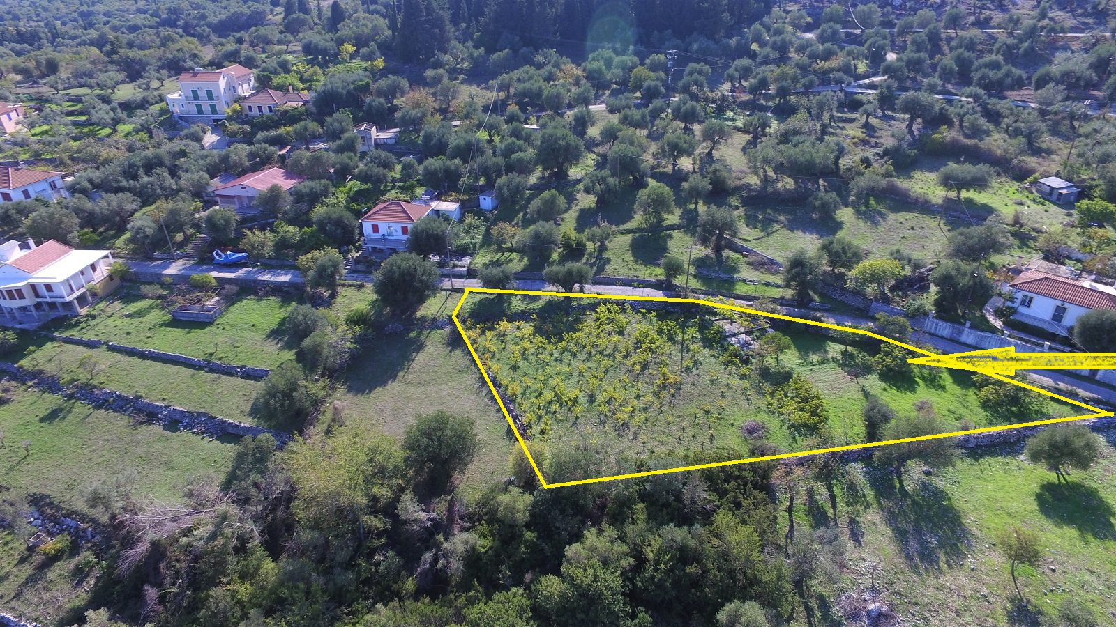 Aerial view of land for sale Ithaca Greece, Kolleri