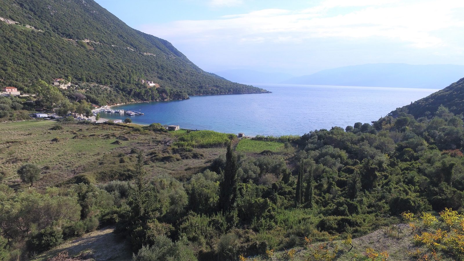Aerial views of land for sale Ithaca Greece, Stavros