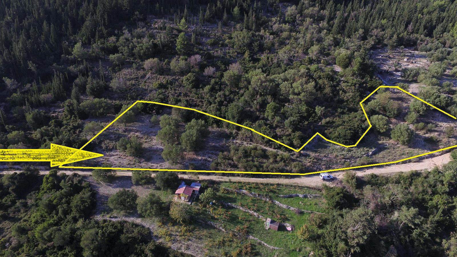 Aerial views of land for sale Ithaca Greece, Stavros