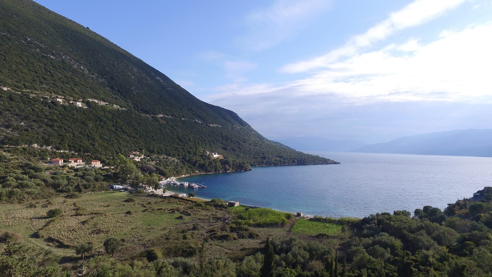 Aerial views of land for sale Ithaca Greece, Stavros