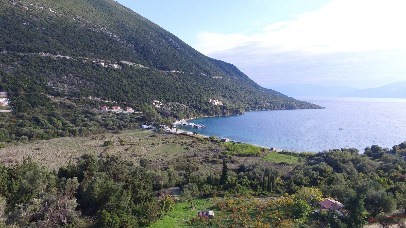 Aerial views of land for sale Ithaca Greece, Stavros