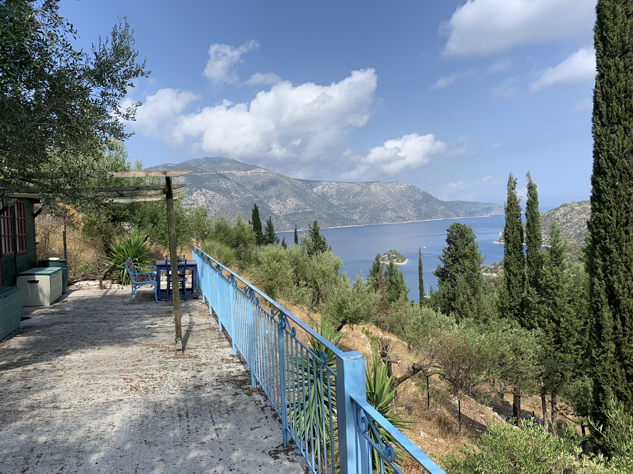 Terrace sea views of house for sale on Ithaca Greece, Vathi