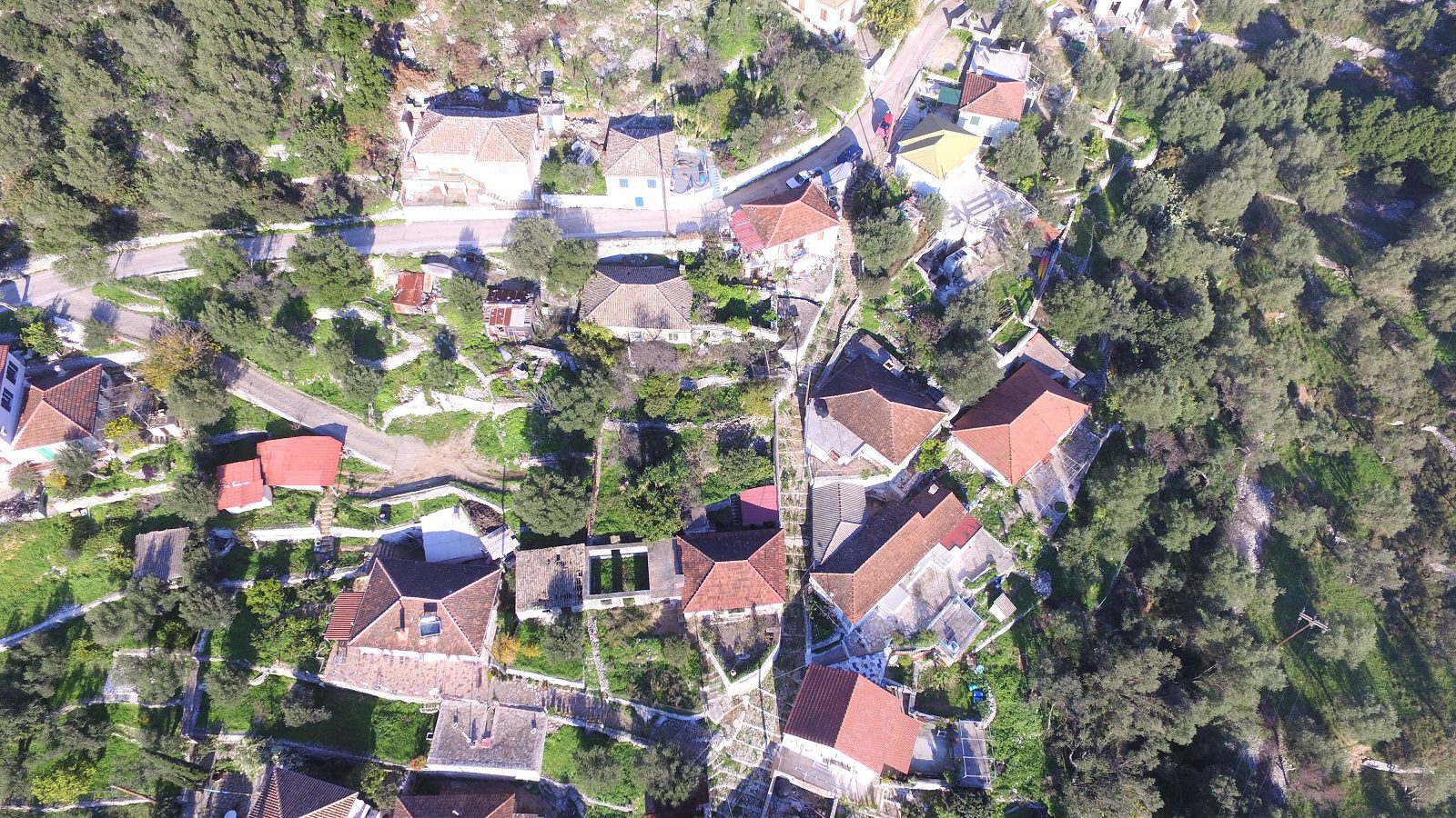 Aerial views of house for sale on Ithaca Greece, Vathi