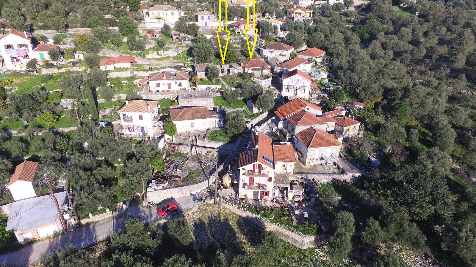 Aerial views of house for sale on Ithaca Greece, Vathi