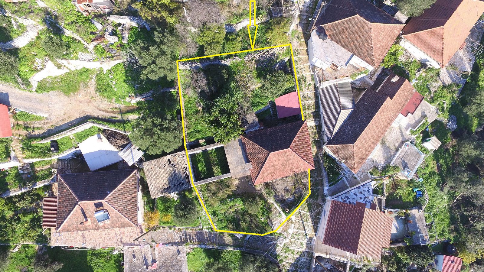 Aerial views of house for sale on Ithaca Greece, Vathi