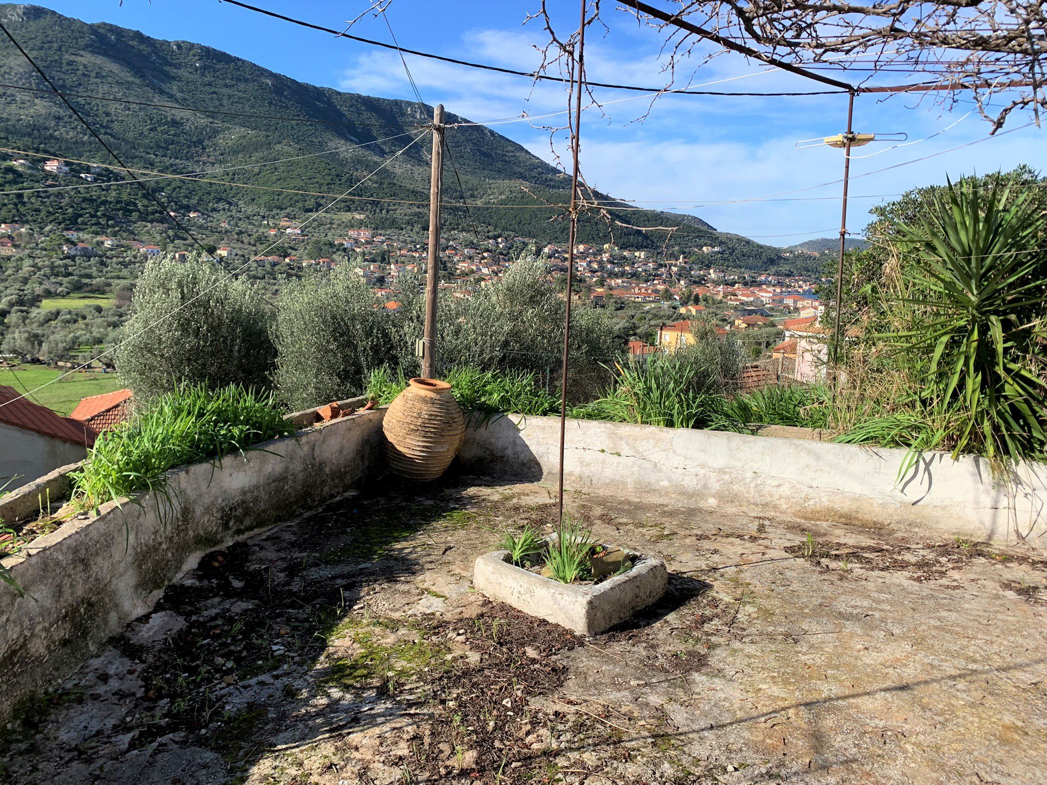 Front terrace of house for sale on Ithaca Greece, Vathi