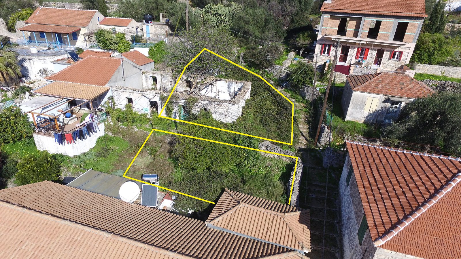 Aerial views of land for sale on Ithaca Greece, Vathi