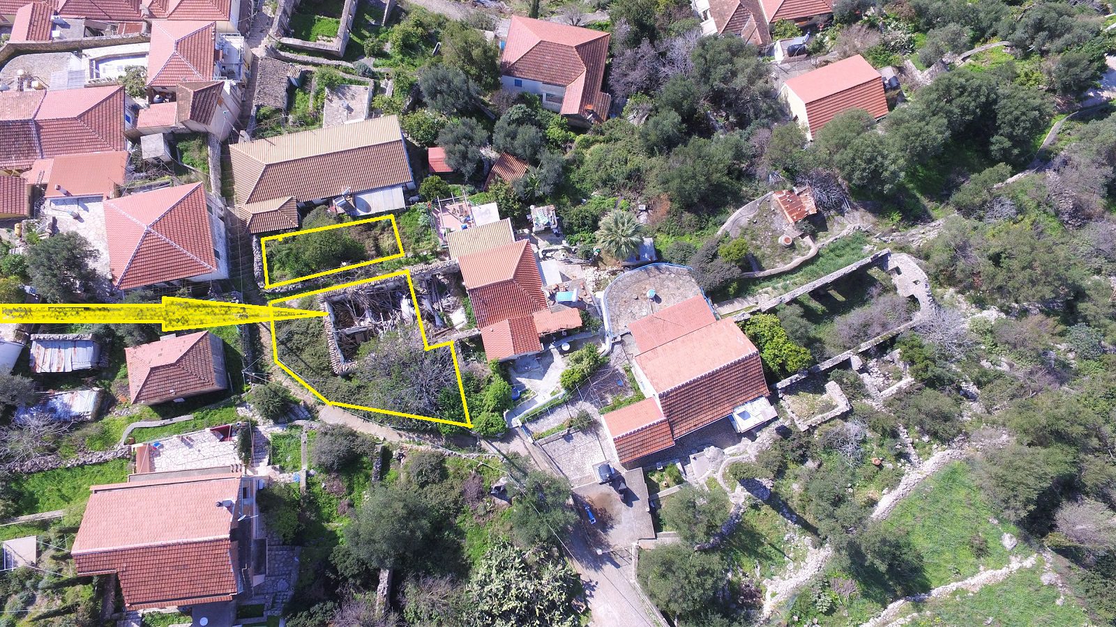 Aerial views of land for sale on Ithaca Greece, Vathi