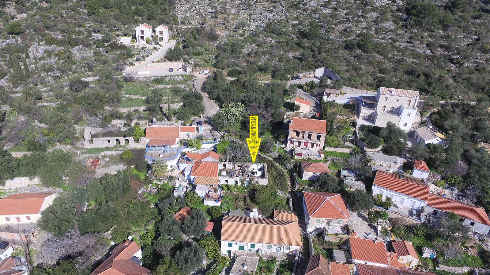 Aerial views of land for sale on Ithaca Greece, Vathi