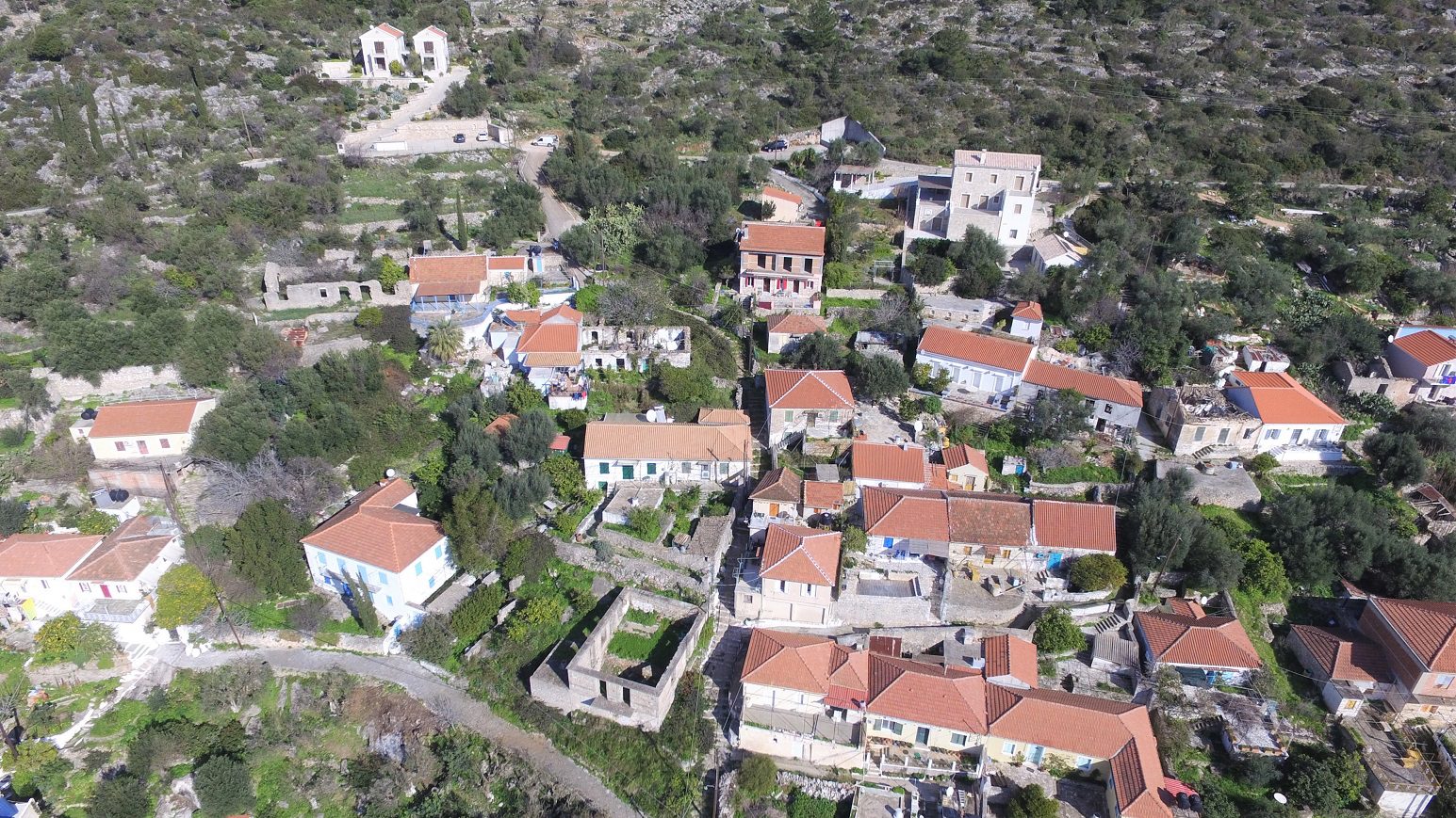 Aerial views of land for sale on Ithaca Greece, Vathi