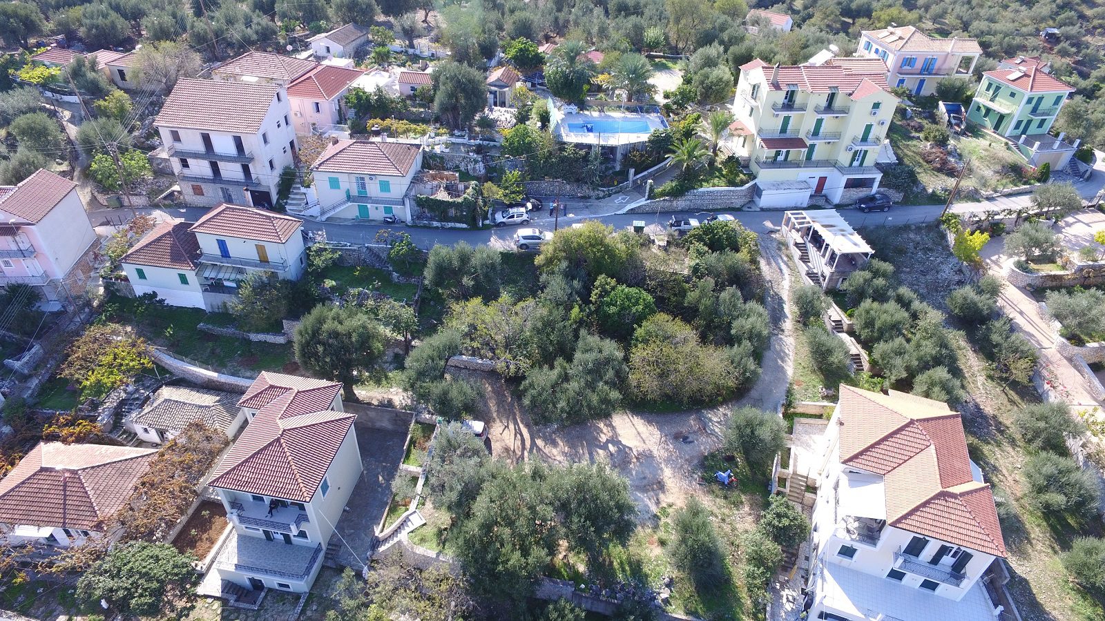 Aerial views of house for sale on Ithaca Greece, Vathi