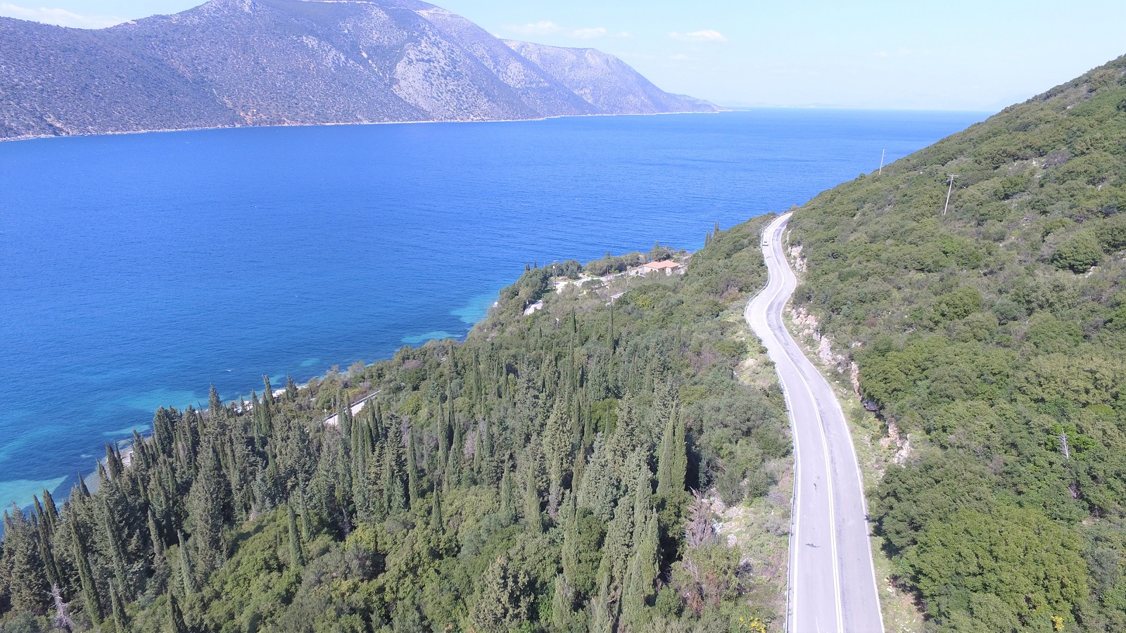 Aerial views of land for sale on Ithaca Greece, Aetos