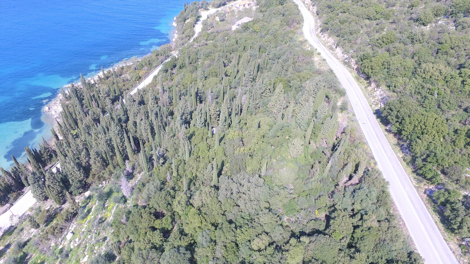 Aerial views of land for sale on Ithaca Greece, Aetos