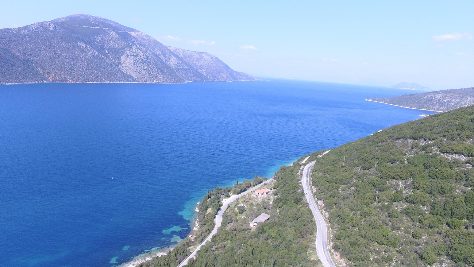 Aerial views of land for sale on Ithaca Greece, Aetos