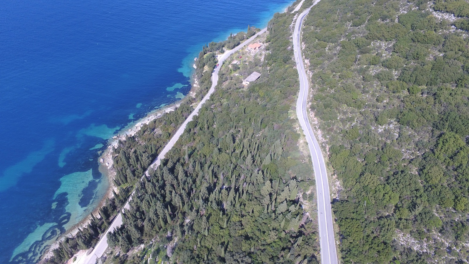 Aerial views of land for sale on Ithaca Greece, Aetos