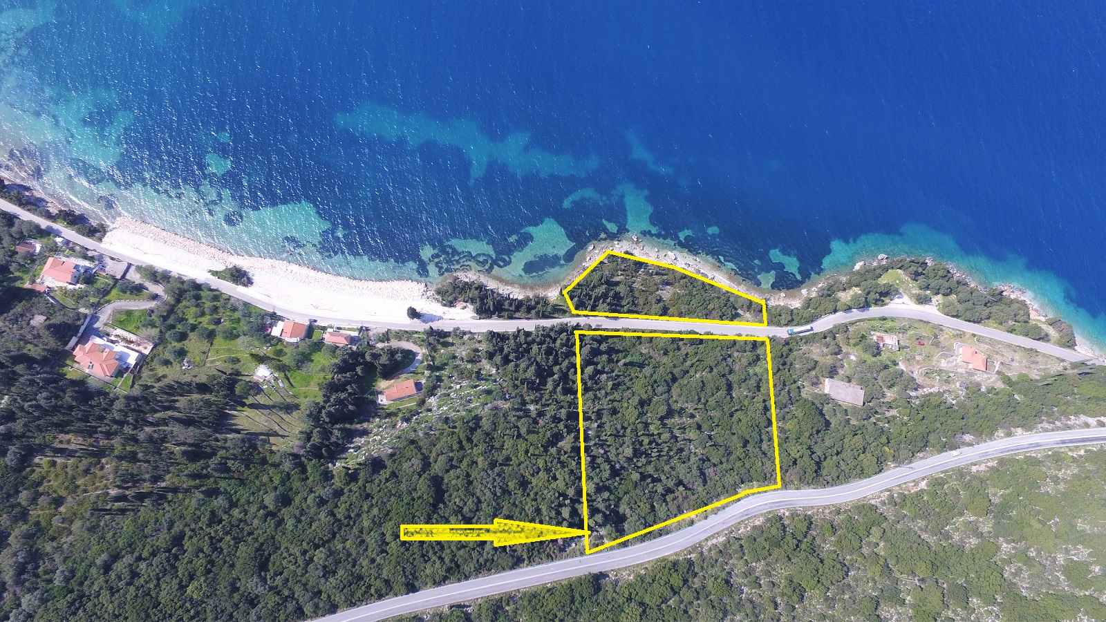 Aerial views of land for sale on Ithaca Greece, Aetos