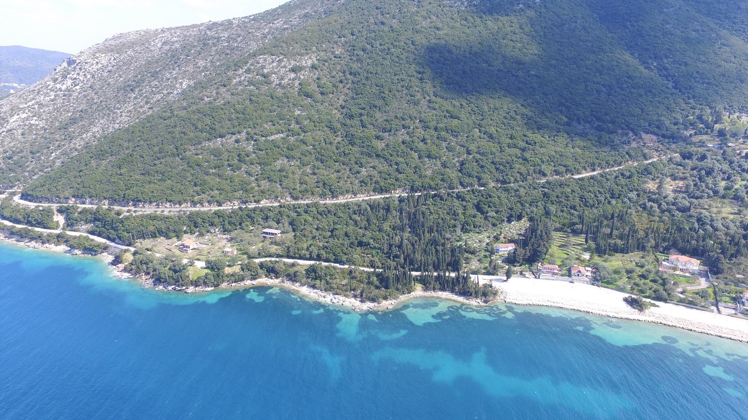 Aerial views of land for sale on Ithaca Greece, Aetos