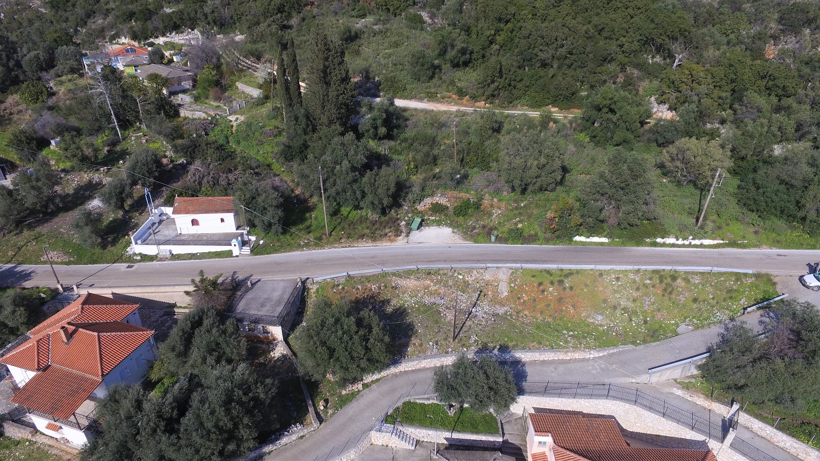 Aerial views of land for sale on Ithaca Greece, Lefki