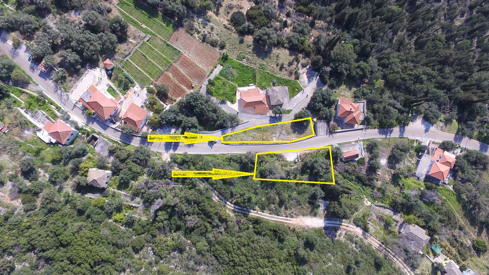 Aerial views of land for sale on Ithaca Greece, Lefki