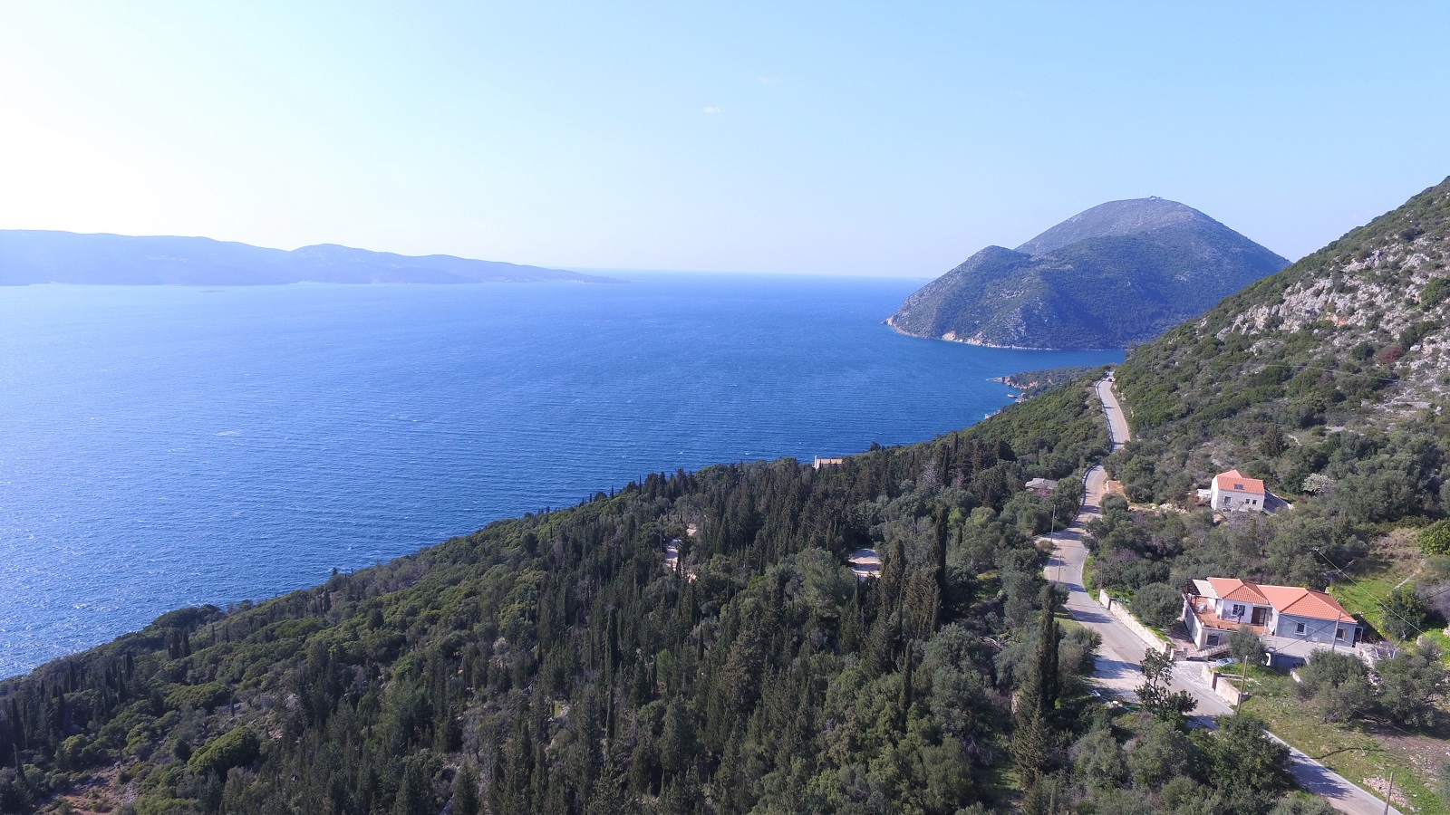 Aerial views of land for sale on Ithaca Greece, Lefki